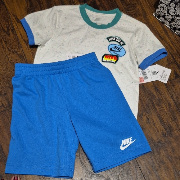 Nike Blue Shorts and White Tee Set - Picture 1 of 3